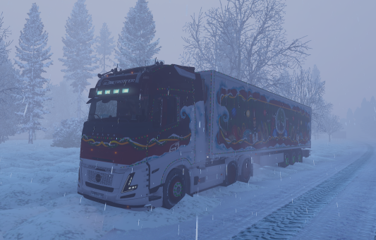 мод volvo fh 6 в рождественской краске с личным ивентовским прицепом