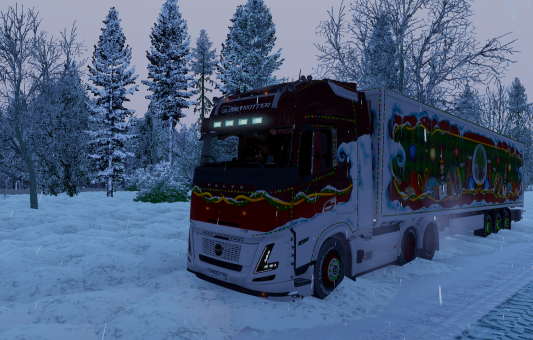 мод volvo fh 6 в рождественской краске с личным ивентовским прицепом