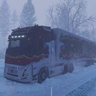мод volvo fh 6 в рождественской краске с личным ивентовским прицепом