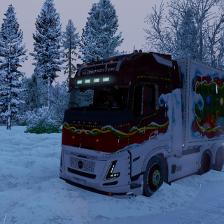 мод volvo fh 6 в рождественской краске с личным ивентовским прицепом